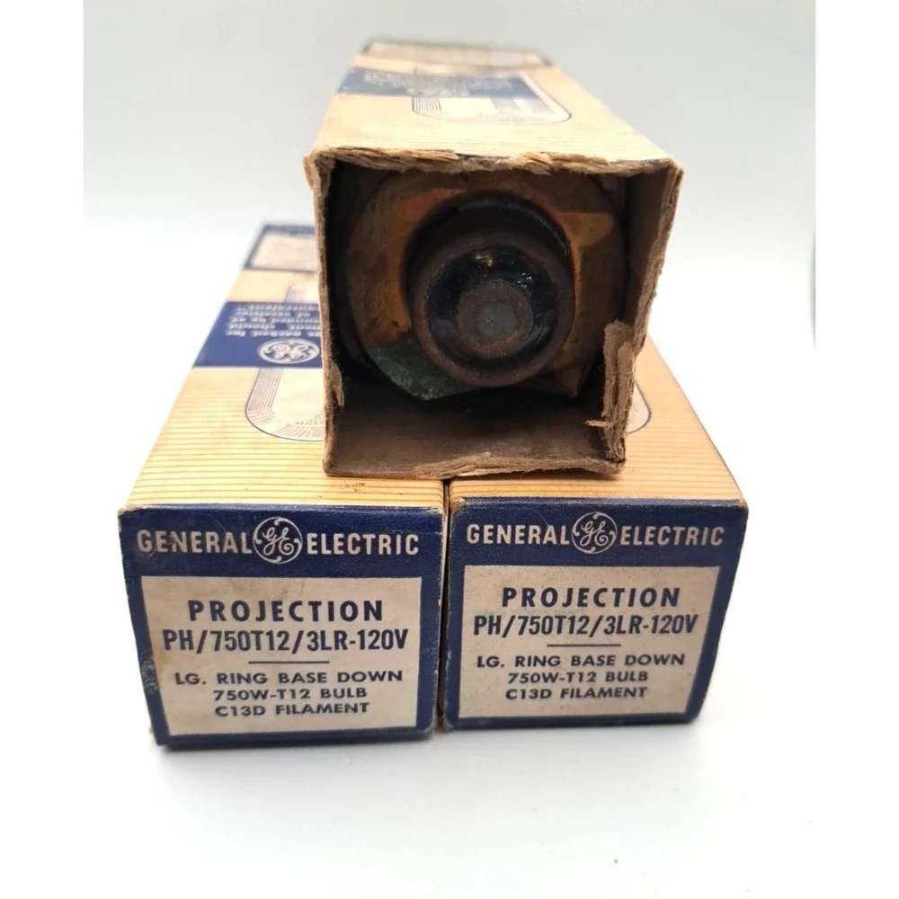 Lot of 3 General Electric 750 Watt Projection Lamps-PH/750T12/3LR-120V NOS
